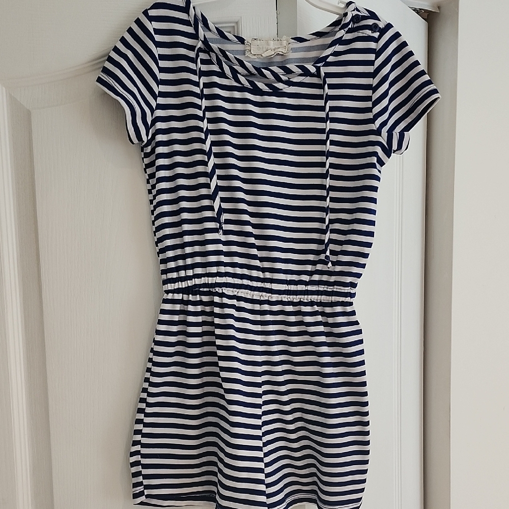 btween Navy and White Striped Kids Romper